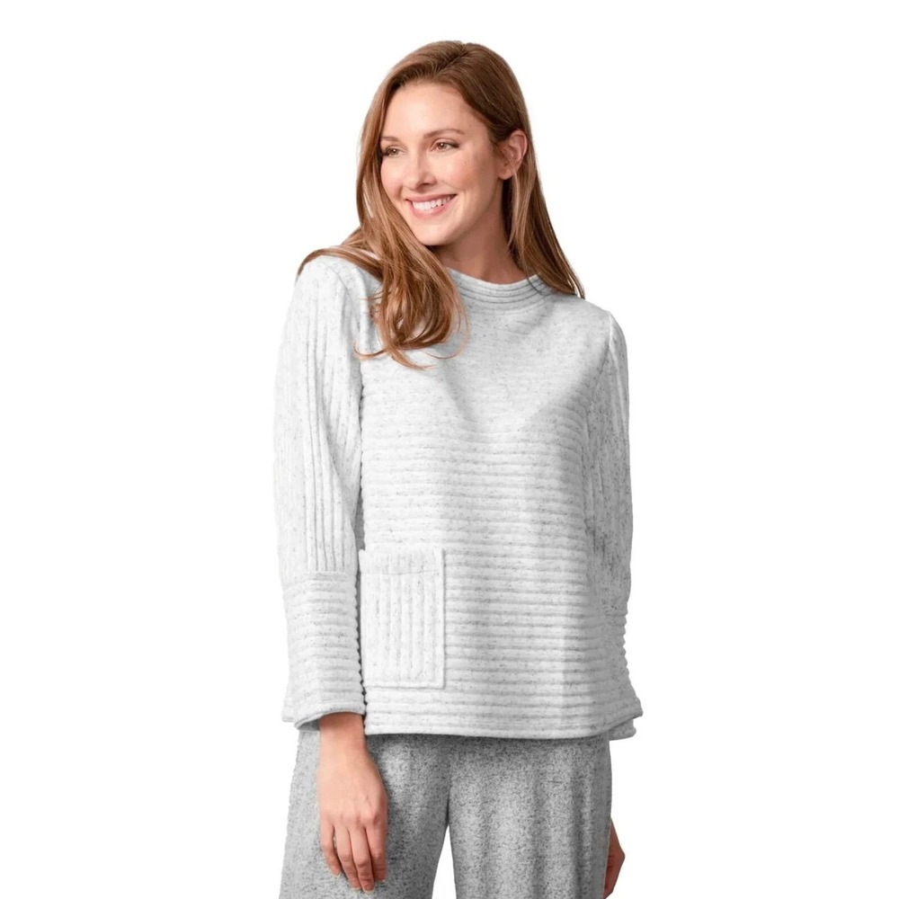 Habitat Clothes To Live In Blue Ribbed Funnel Neck Top Style Textured XL - Picture 8 of 8